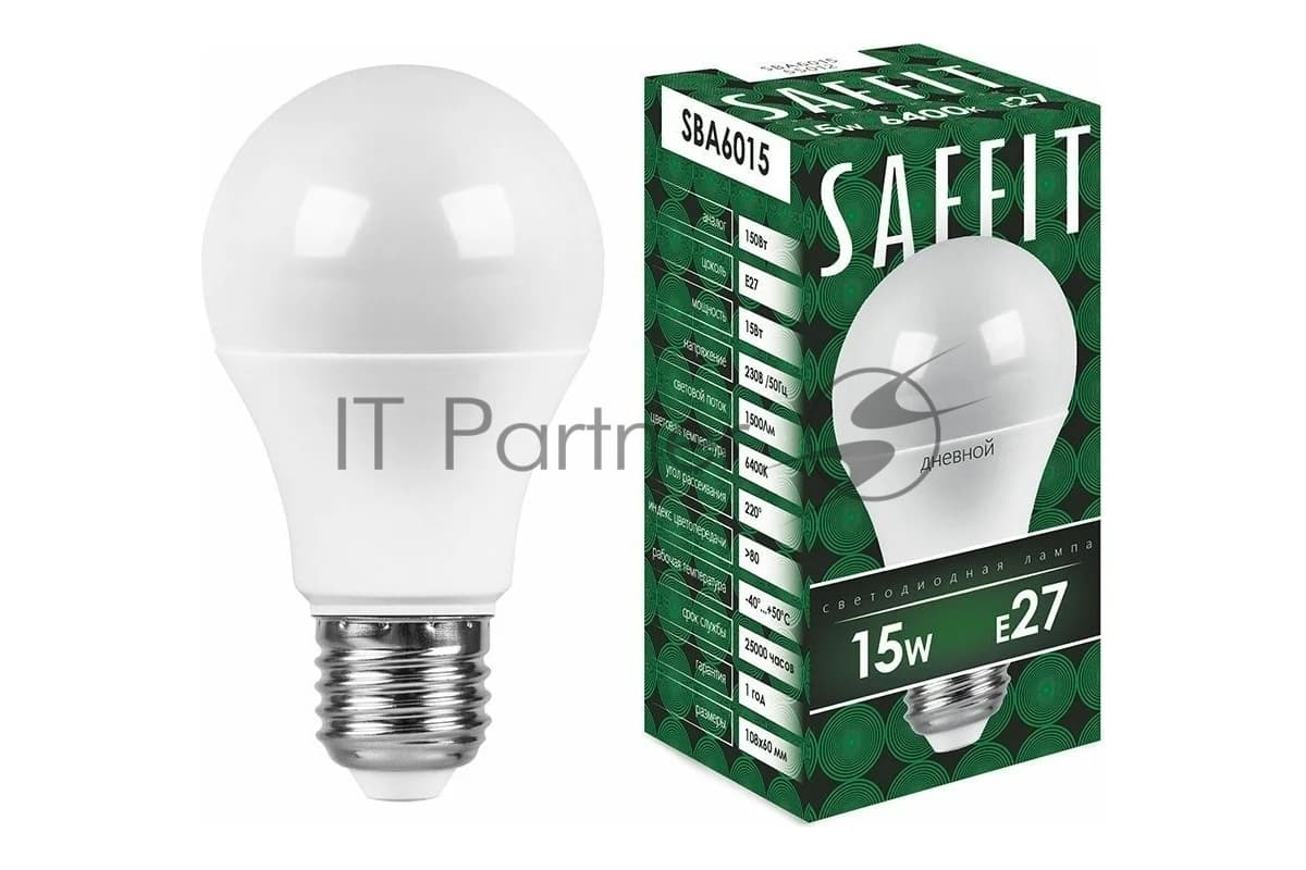 Лампа светодиодная SAFFIT SBA6015 (55012) 15Вт Е27 дневной