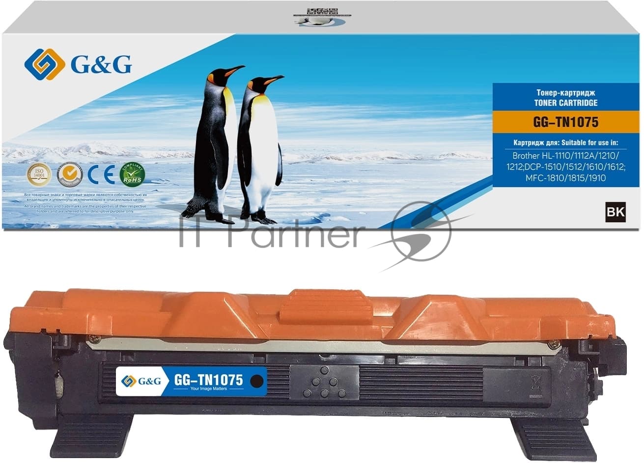 Тонер-картридж G&G, аналог Brother TN-1075 1k