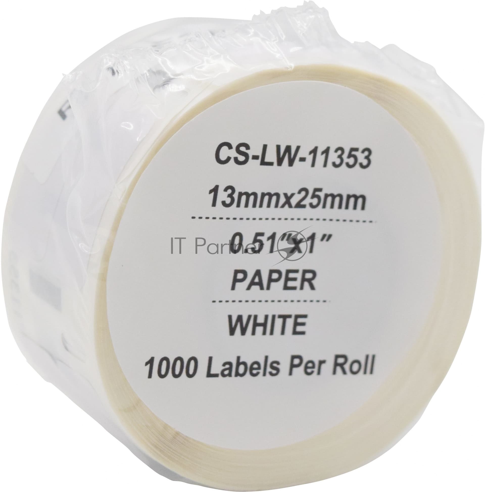 -/ Этикетки Cactus CS-LW-11353 сег.:25x13мм черный белый 1000шт/рул Dymo Label Writer 450/4XL