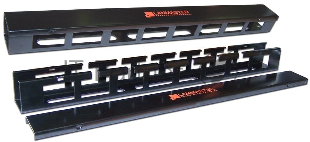 Органайзер LANMASTER (LAN-ORG/CV-1U) кабельный 19" c крышкой. 1U