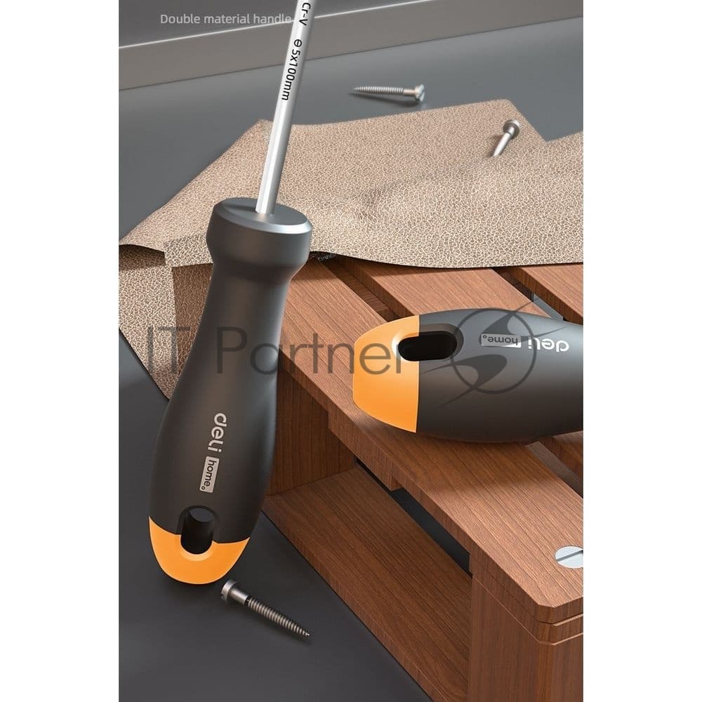 Шлицевая отвёртка "Home Series Gray" Deli HT1105C 5x100мм Эксклюзивный дизайн, рукоятка из высококачественного софттач пластика