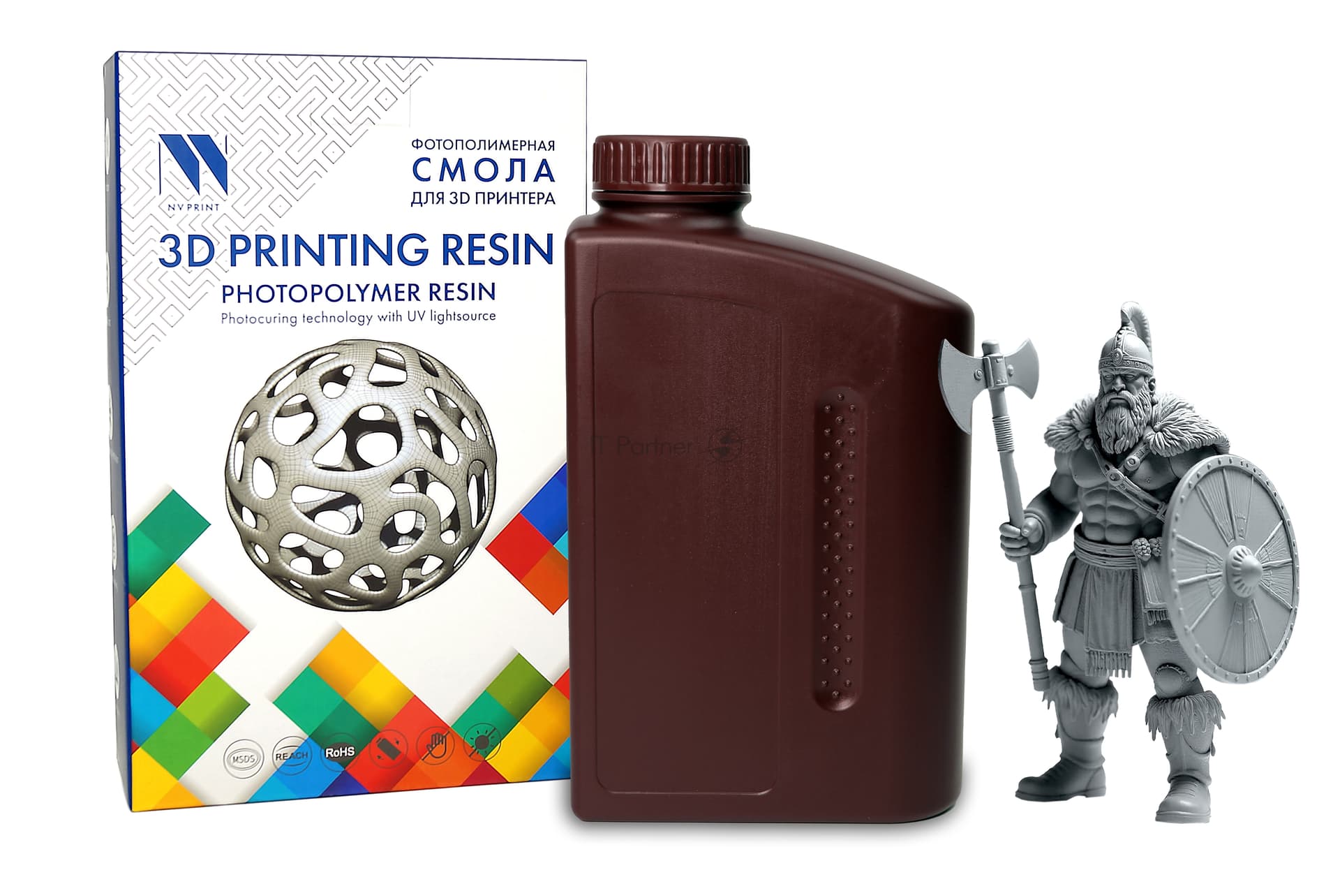 -/ Фотополимерная смола NVPRINT Standard Resin Grey для 3D печати; 1 кг/бут