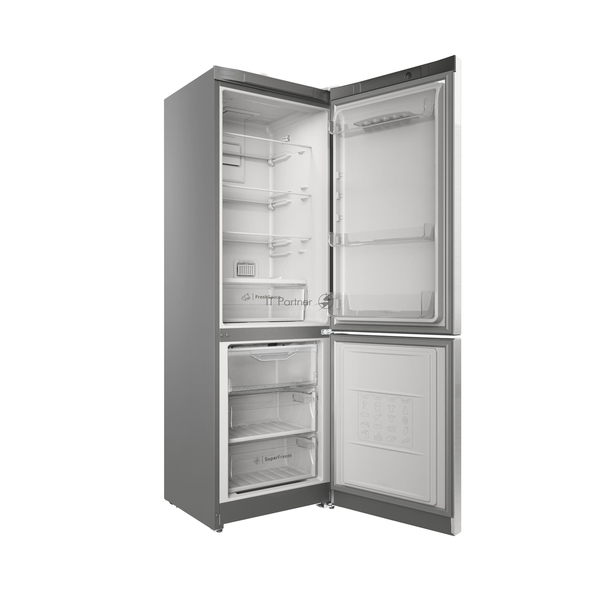 Холодильник Indesit ITS 5180 XB нержавеющая сталь двухкамерный 220/78л морозилка снизу, No Frost