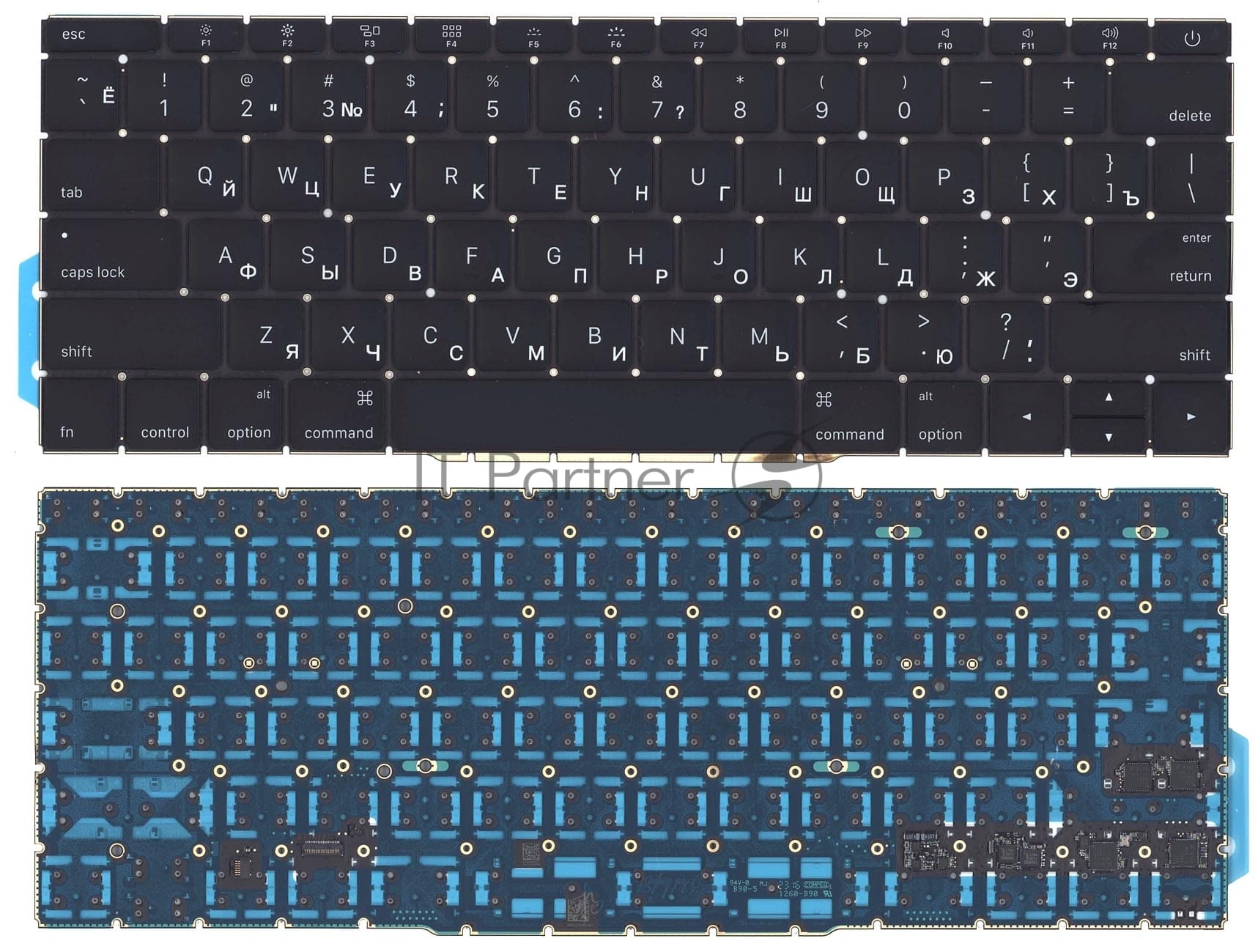 Клавиатура для ноутбука MacBook Pro 13 Retina A1708 черная плоский Enter