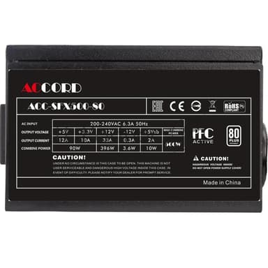 Блок питания Accord ACC-SFX500-80 SFX, 500Вт, 80мм, черный