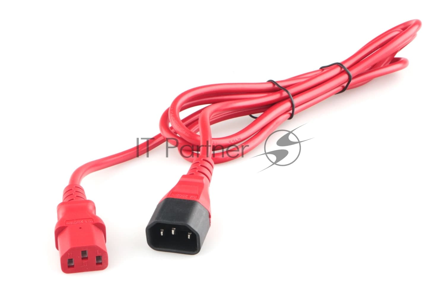 Кабель питания Cablexpert PC-189-VDE-R-1.8M, C13-С14, 3x0.75мм2, 10A, с заземлением, медь, 1.8м, красный, пакет