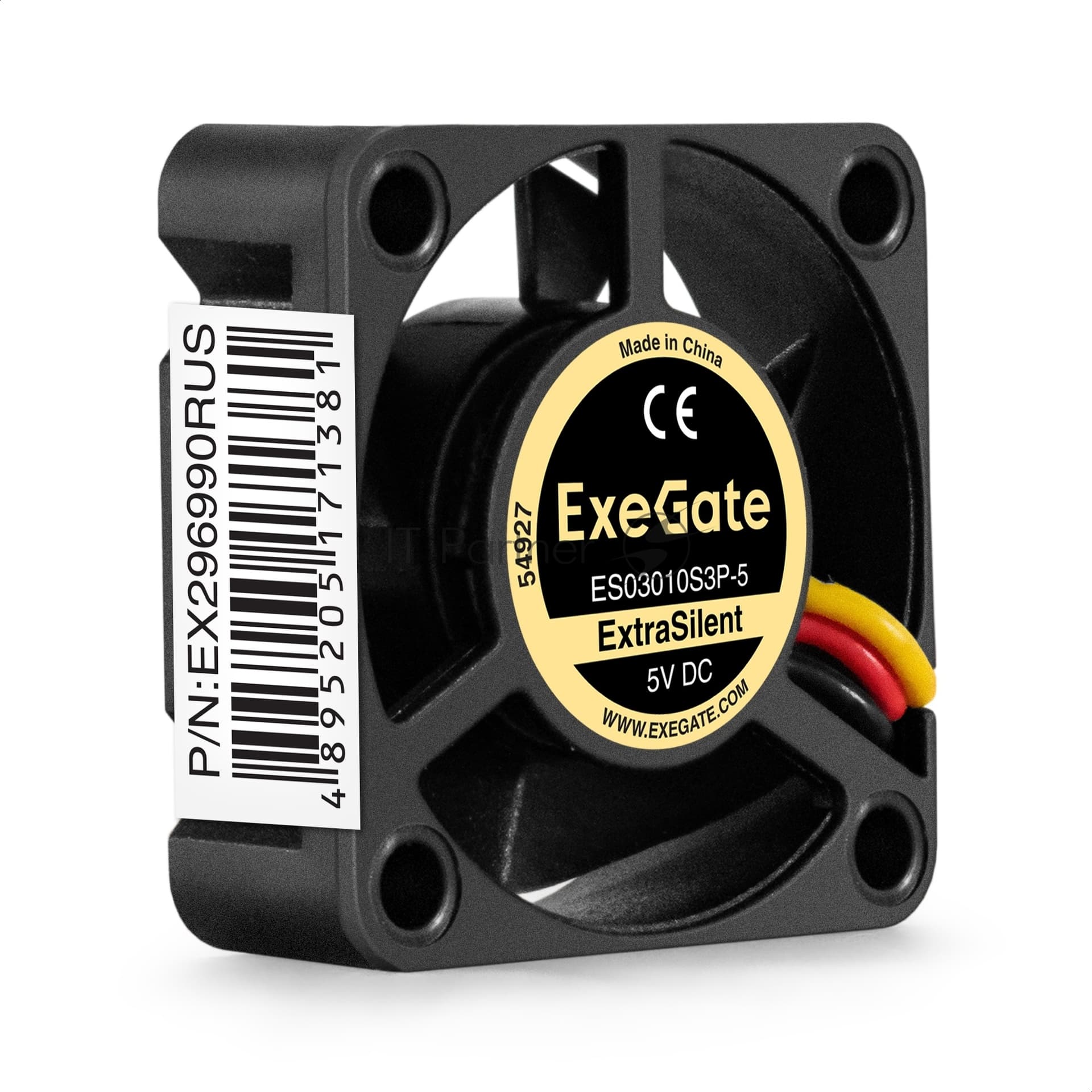 Вентилятор для корпуса ExeGate ExtraSilent ES03010S3P-5 черный, 30 мм, 8500 об/мин, 24 дБ, 3 pin
