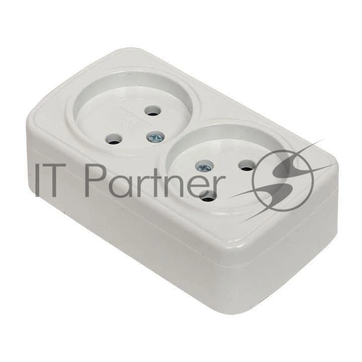 Розетка EKF EGR10-102-10 2-я, б/з, 10А, ОП Basic Минск белый