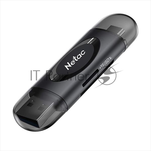 Кард-ридер Netac WK14/черный/Micro SD/Micro SDHC/Micro SDXC/SD/SDHC/SDXC/USB Type-A/USB Type-C/пластик
