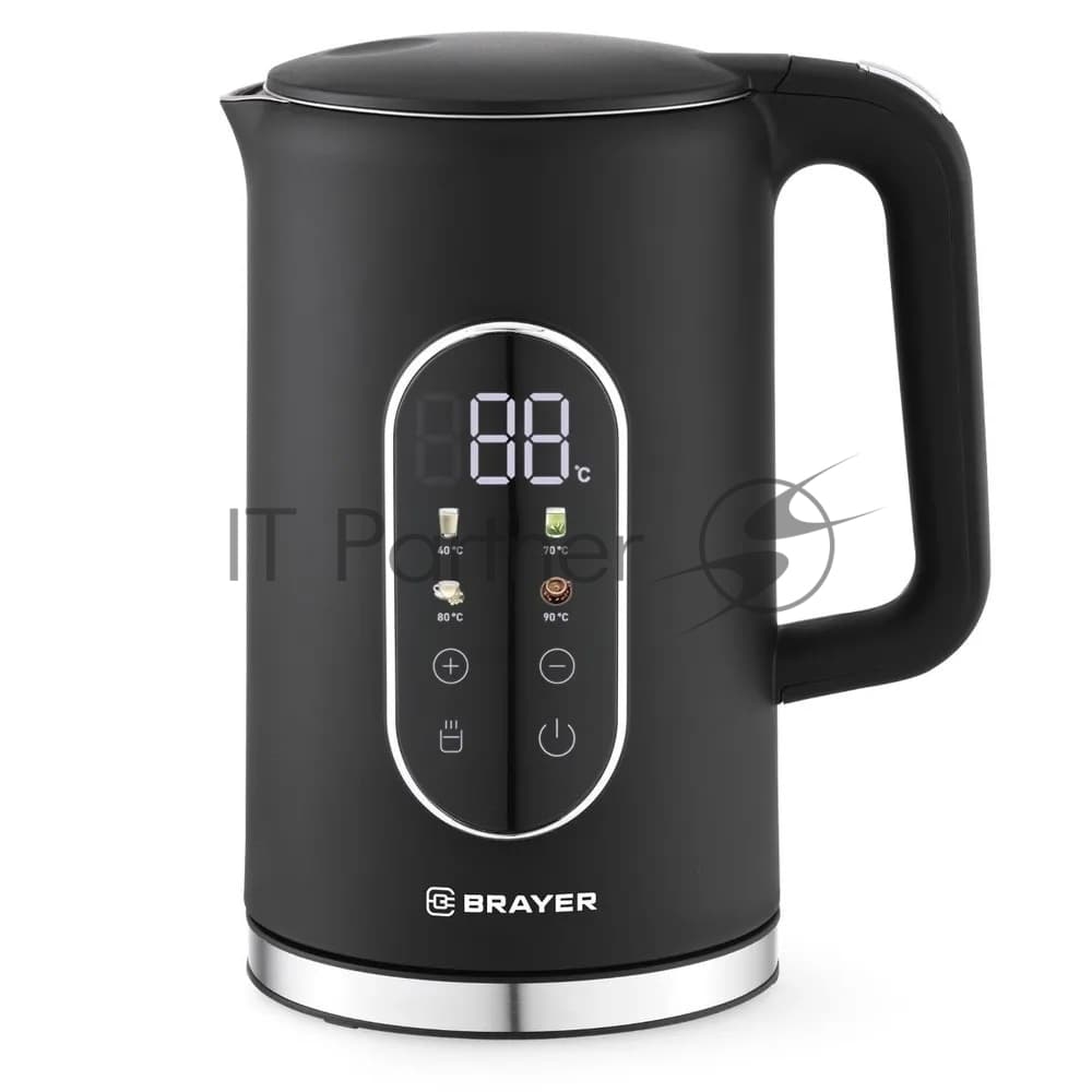 Чайник электрический BRAYER BR6107BK, черный, 1.7 л, 2200 Вт