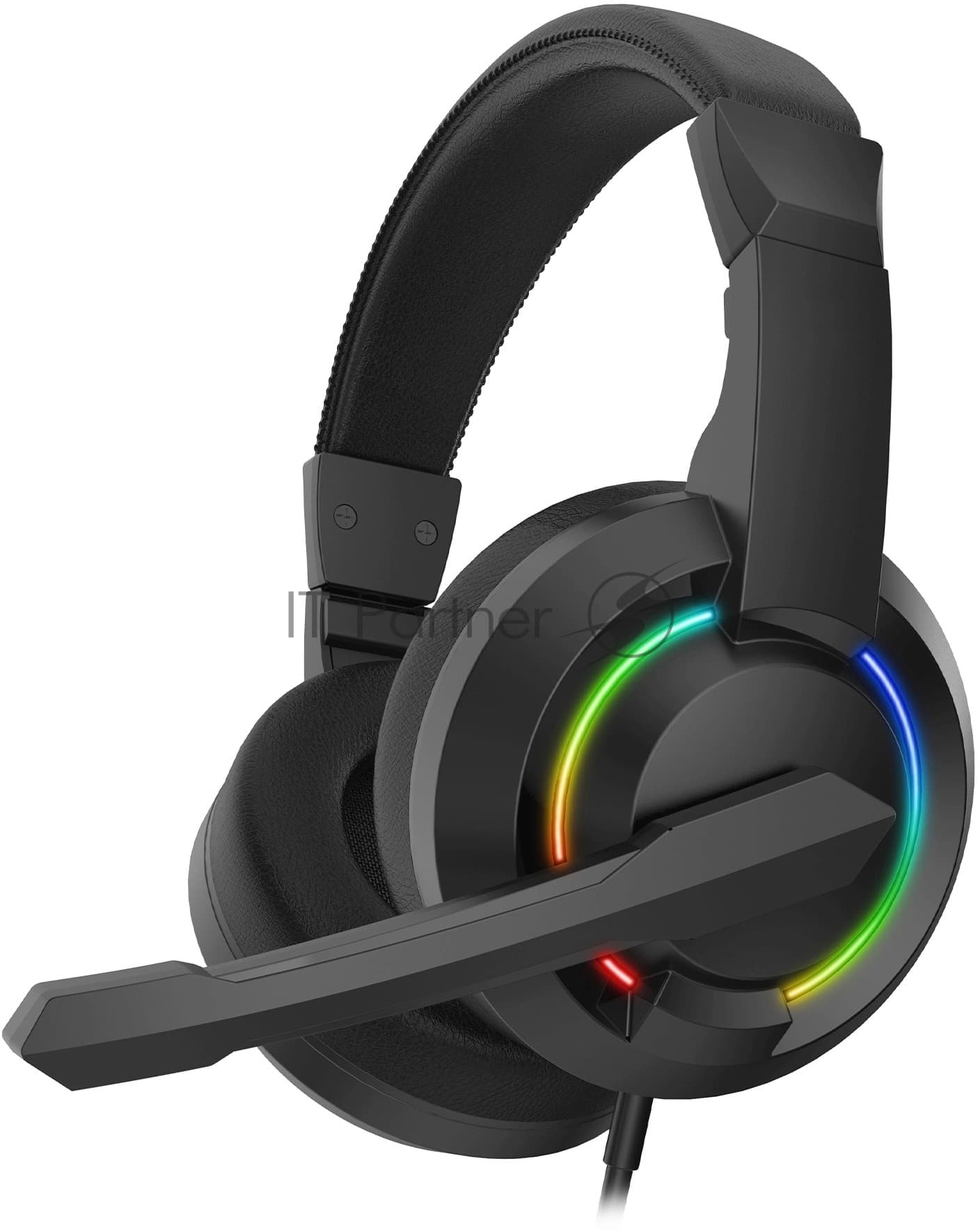 Гарнитура Oklick HS-L315G чёрный, проводная, 3.5 мм, подсветка