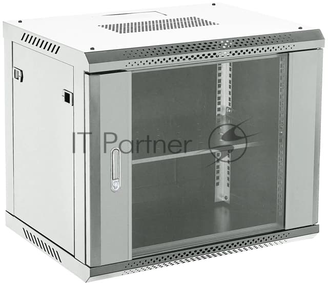 Rexant (04-0666-111) Шкаф коммутационный настенный 6U 600х600мм пер.дв.стекл металл 2 бок.пан. направл.под винты 60кг серый 230град. IP20 сталь