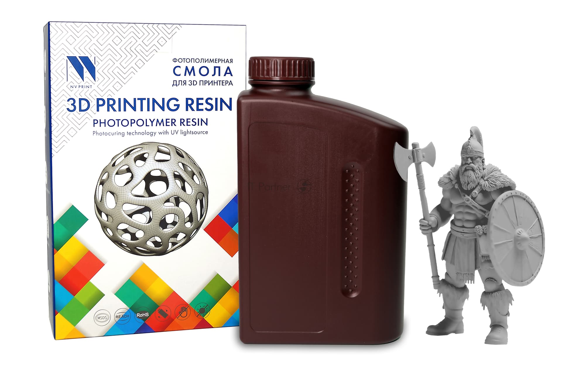 -/ Фотополимерная смола NVPRINT Plant-Based Resin Grey для 3D печати 1 кг (бут)
