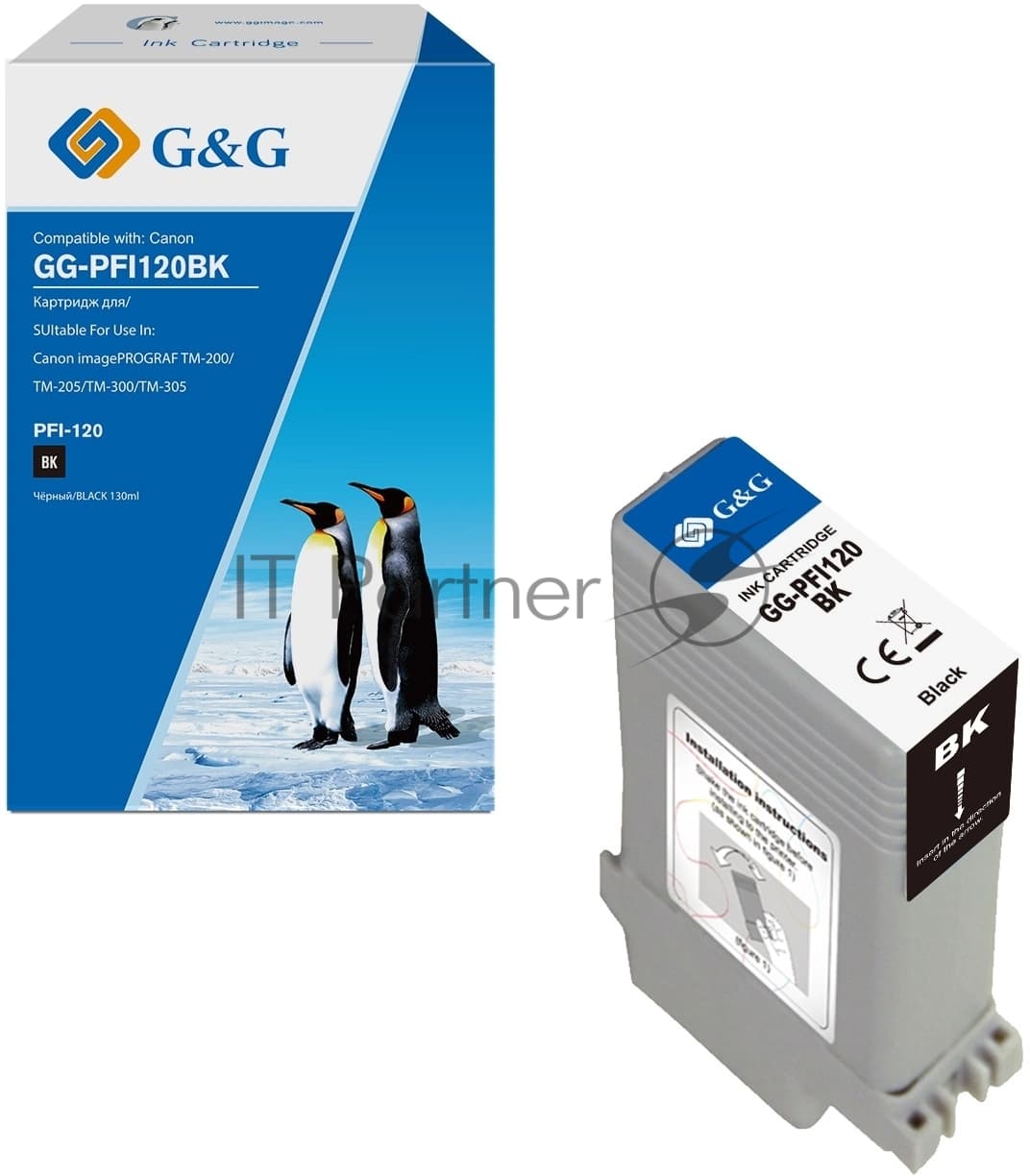 G&G GG-PFI120BK Картридж струйный черный пигментный 130мл для Canon imagePROGRAF