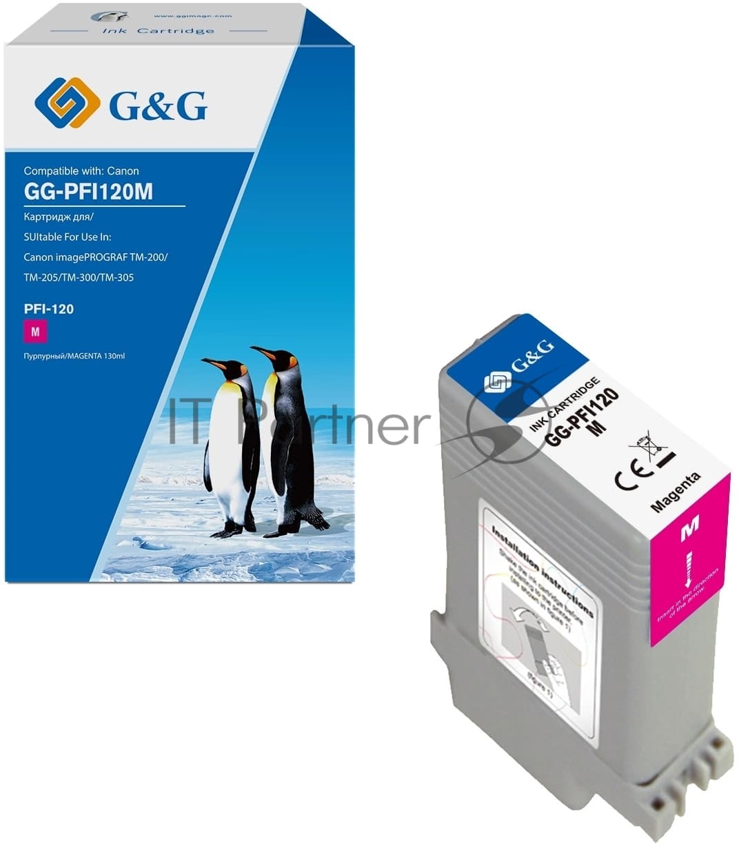 G&G Картридж GG-PFI120M пурпурный пигментный 130мл