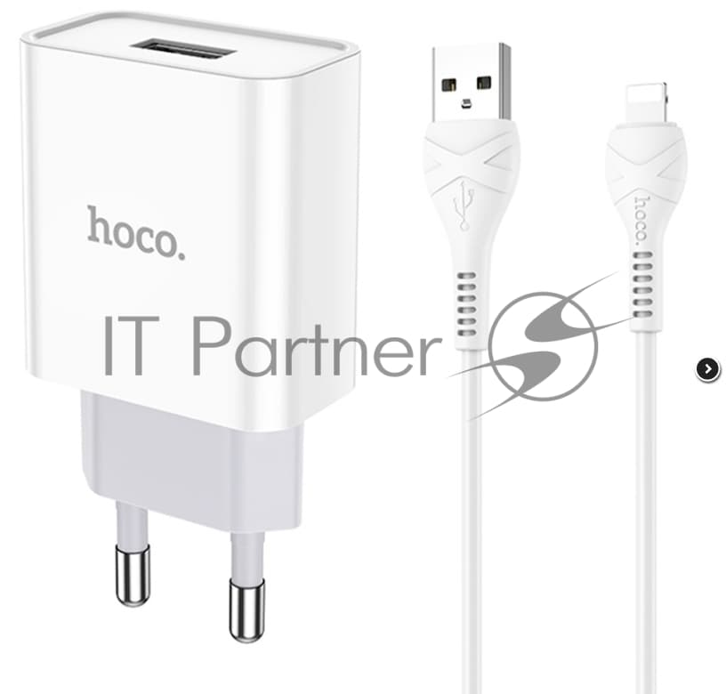 Блок питания (сетевой адаптер) HOCO C81A Asombroso single 1xUSB с кабелем USB-Lightning, 2.1A, 10W