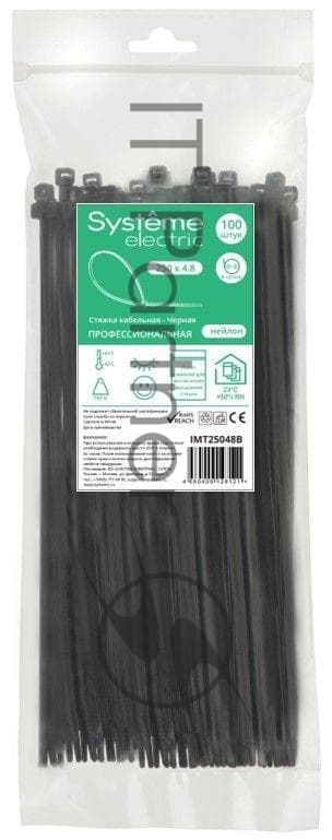 Стяжка кабельная SE IMT25048B 250х4.8 черный (уп. 100 шт)