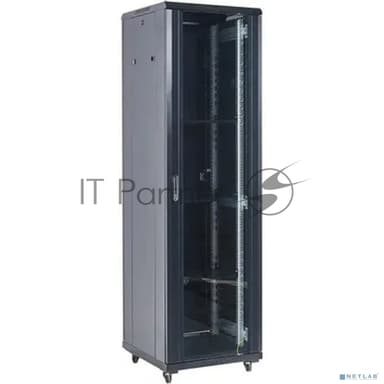 Напольный шкаф Rexant RAL 9005 19" 42U 600×800×2054 (ШxГxВ), дверь стекло, металлическая задняя дверь, боковые съемные стенки