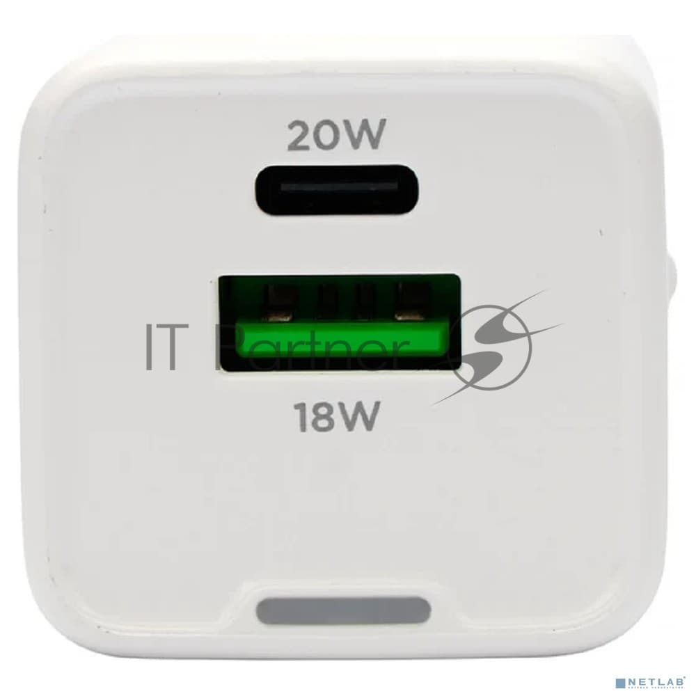 Зарядное устройство Cablexpert MP3A-PC-61, 20Вт GaN, 3А, QC4.0/PD, 1xUSB, 1xType-C, белый, пакет