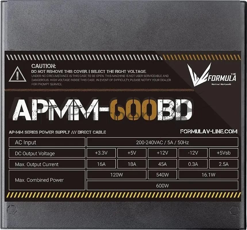 Блок питания Aerocool/Formula APMM-600BD, 600Вт, 80 PLUS Bronze, 120мм, черный
