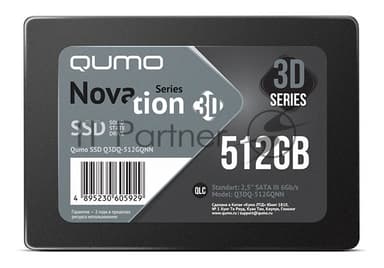 Накопитель SSD QUMO Novation 3D, 512Gb, SATA III, 2.5", R/W 530/500