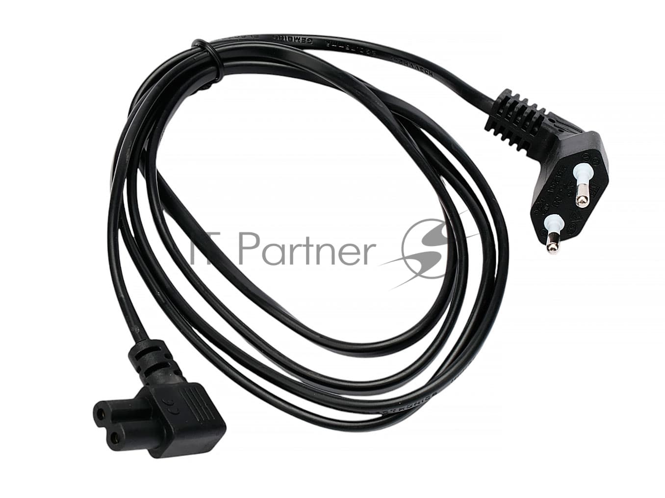Кабель питания Cablexpert PC-184A-VDE-1.8M CEE 7/16-C7, 2x0.75мм2, 2.5А, VDE, угл.разъемы, 1.8м, черный, пакет