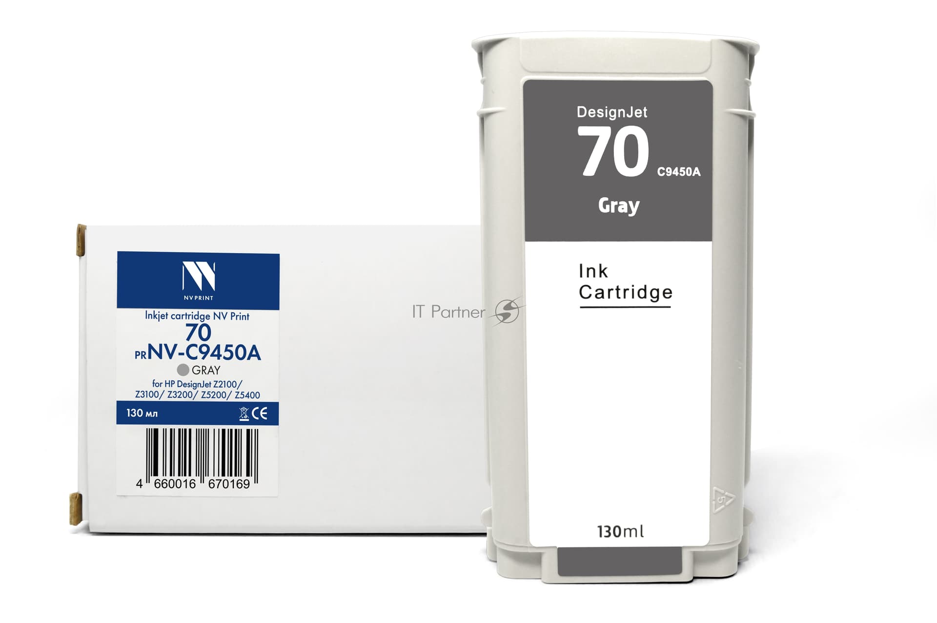 -/ Струйный картридж NVP 70 (NV-C9450A) Gray для HP DesignJet Z2100/Z3100/Z3200/Z5200/Z5400 (130 мл) совместимый