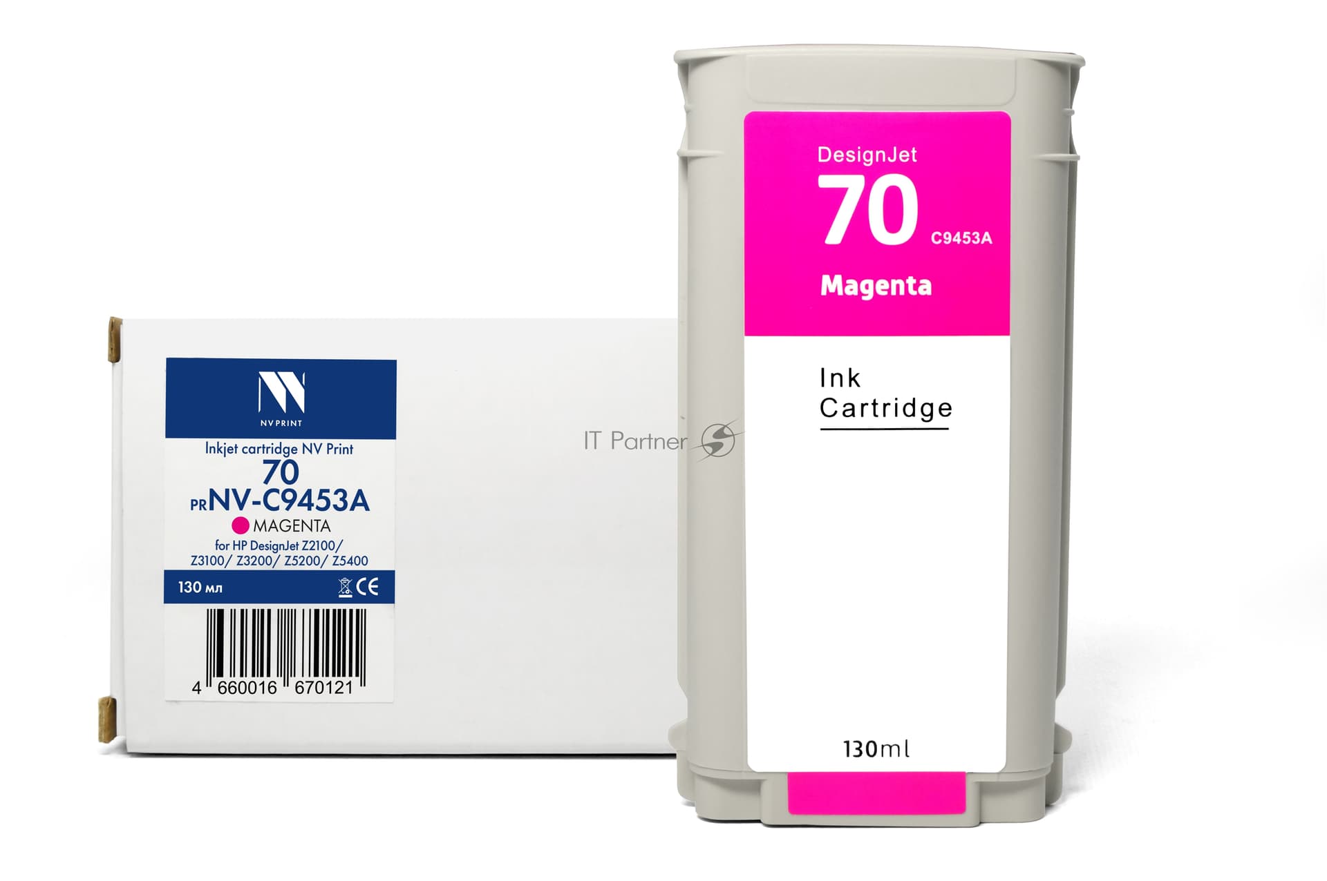 -/ Струйный картридж NVP 70 (NV-C9453A) Magenta для HP DesignJet Z2100/Z3100/Z3200/Z5200/Z5400 (130 мл) совместимый