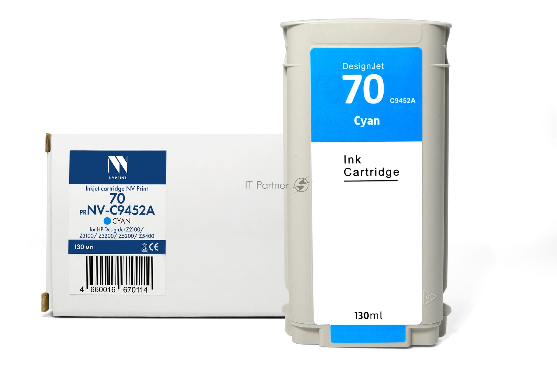 -/ Струйный картридж NVP 70 (NV-C9452A) Cyan для HP DesignJet Z2100/Z3100/Z3200/Z5200/Z5400 (130 мл) совместимый