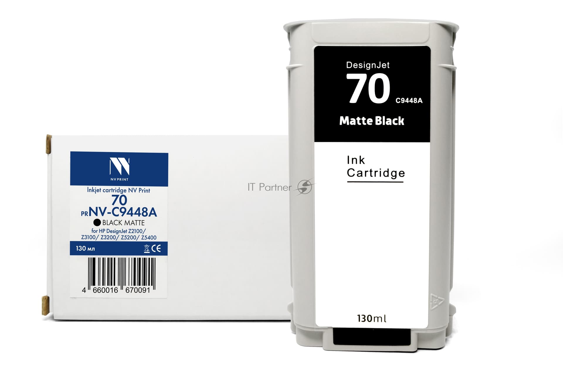 -/ Струйный картридж NVP 70 (NV-C9448A) Black Matte для HP DesignJet Z2100/Z3100/Z3200/Z5200/Z5400 (130 мл) совместимый