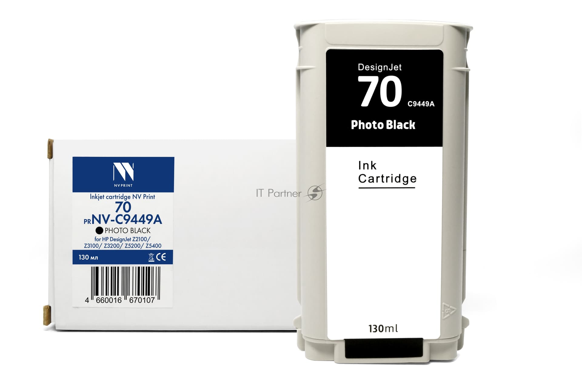 -/ Струйный картридж NVP 70 (NV-C9449A) Photo Black для HP DesignJet Z2100/Z3100/Z3200/Z5200/Z5400 (130 мл) совместимый