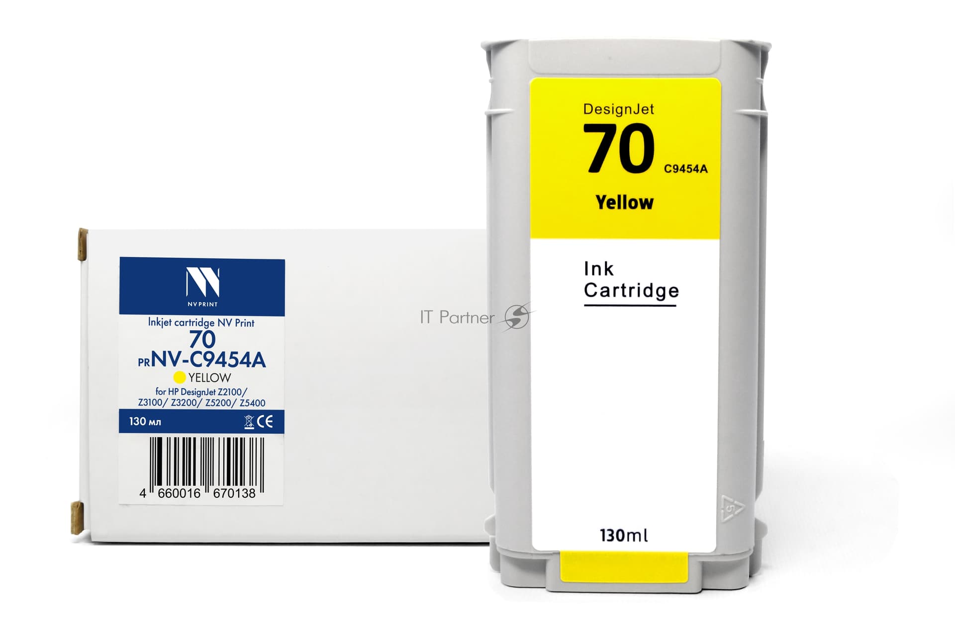-/ Струйный картридж NVP 70 (NV-C9454A) Yellow для HP DesignJet Z2100/Z3100/Z3200/Z5200/Z5400 (130 мл) совместимый