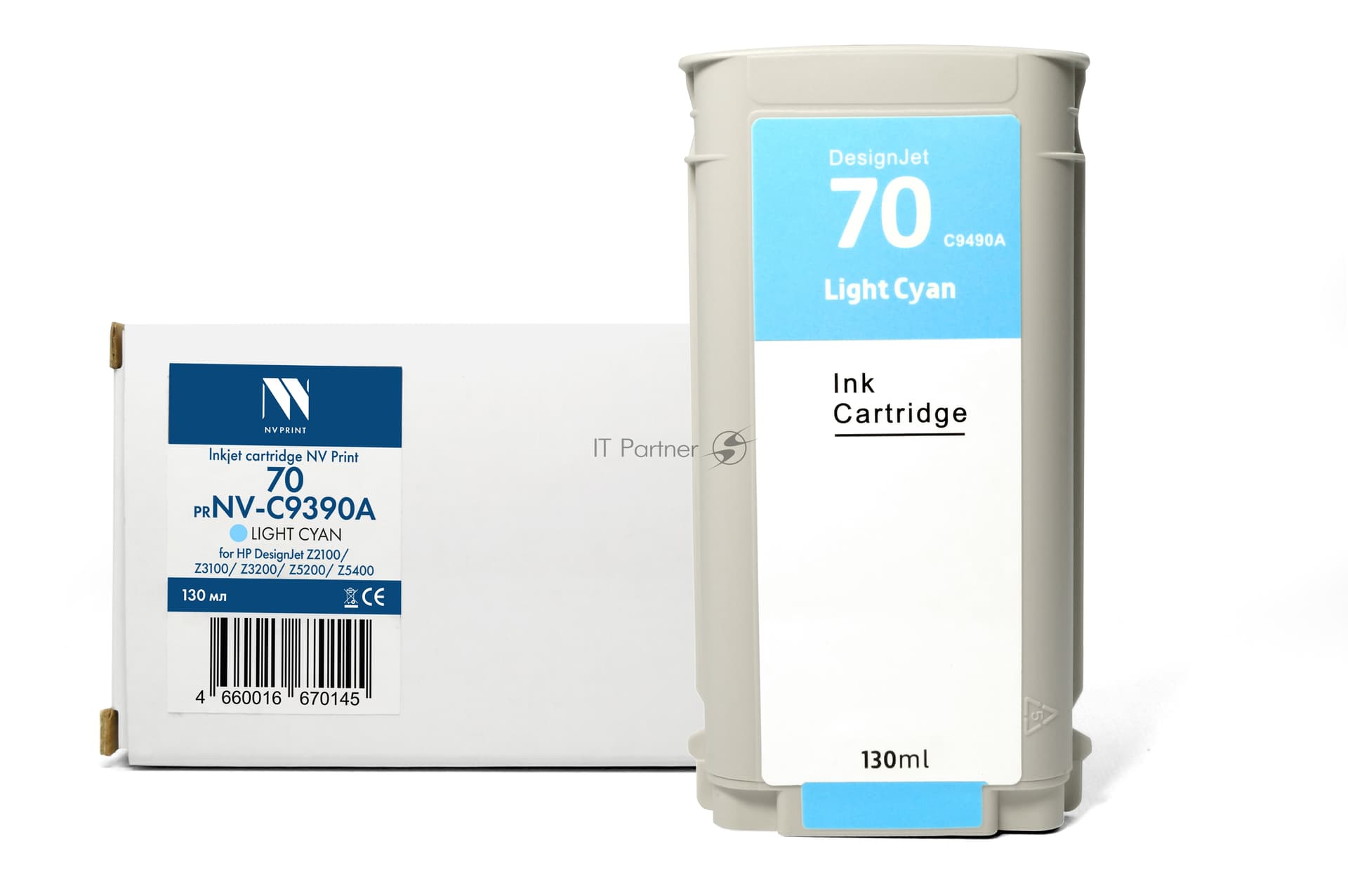 -/ Струйный картридж NVP 70 (NV-C9390A) Light Cyan для HP DesignJet Z2100/Z3100/Z3200/Z5200/Z5400 (130 мл) совместимый