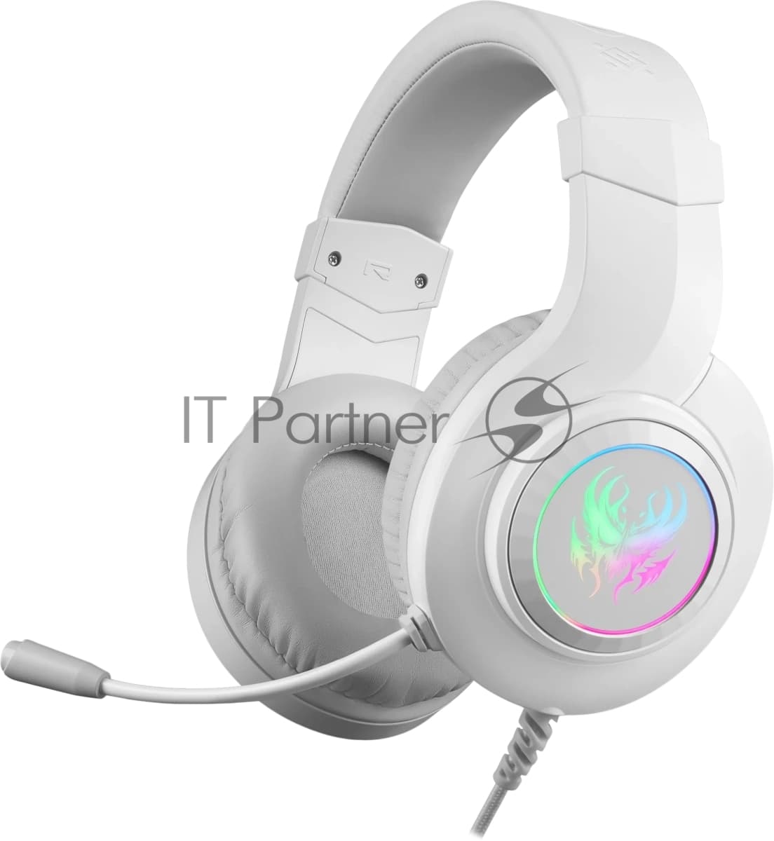 Гарнитура игровая проводная DEFENDER Ghost LED white (LED, 2хJack 3.5mm, USB, кабель 1.8м)