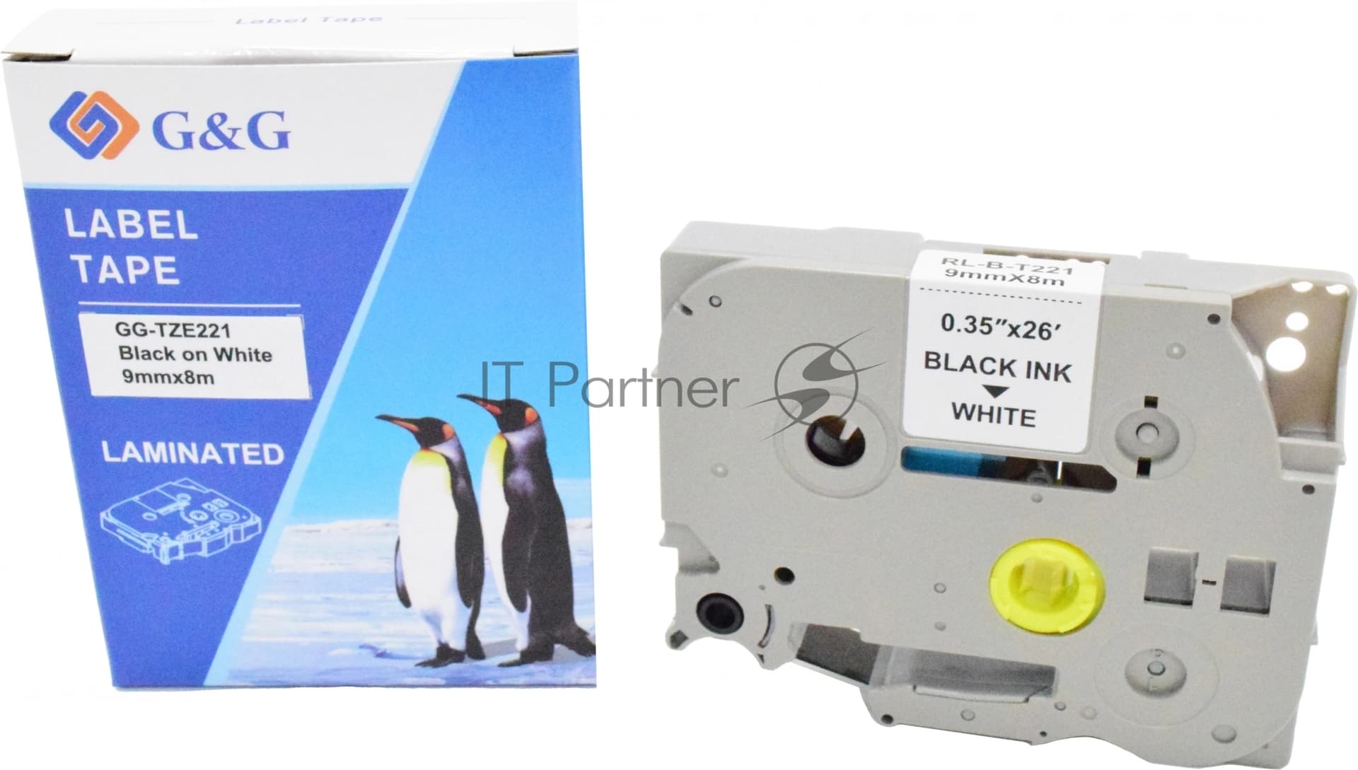 Картридж ленточный G&G GG-TZE221 черный на белом 9x8 для Brother 1010/1280/1280VP/2700VP