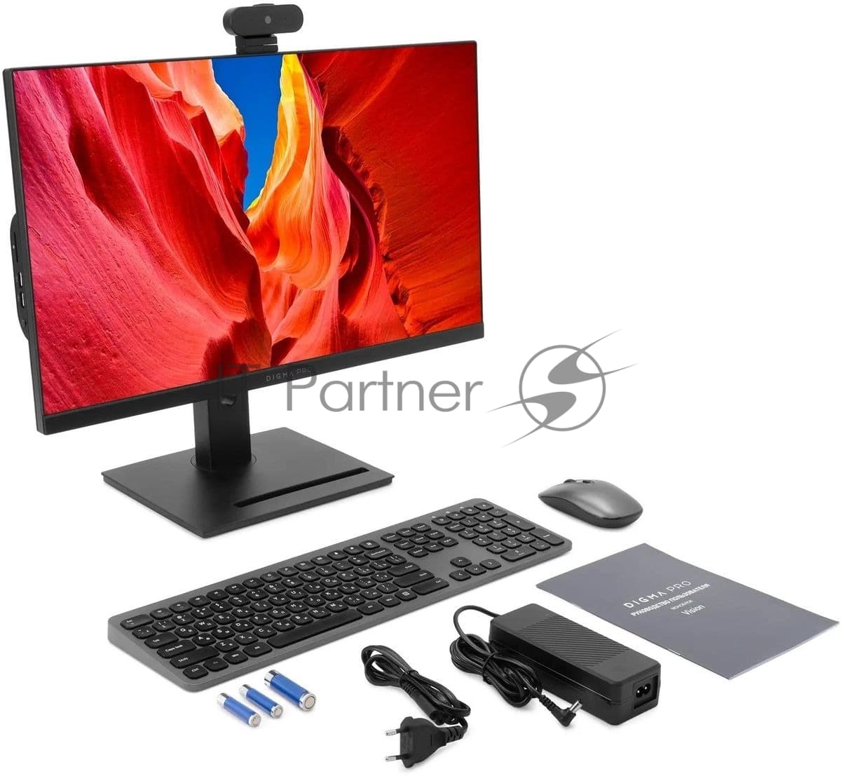 Моноблок Digma Pro Vision 23.8" Full HD Ryzen 7 7735U (2.7) 16Gb SSD 512Gb RGr CR Windows 11 Pro Eth WiFi BT 90W клавиатура мышь Cam черный 1920x1080