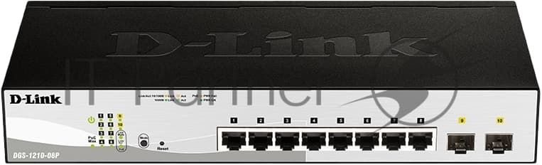Коммутатор/ Настраиваемый L2 PoE-коммутатор, 8x1000Base-T PoE, 2х1000Base-X SFP, PoE-бюджет 65 Вт, упрощенный интерфейс CLI