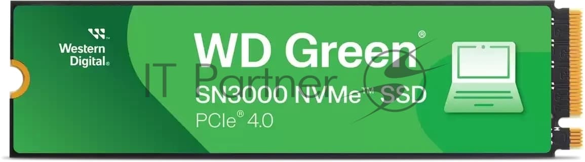 Твердотельный накопитель Western Digital Green SN3000 SSD M2.2280 PCIe 4.0 500Gb, 5000MBs, TBW 100, WDS500G4G0E, 1 year