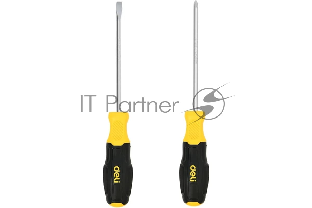 Набор отверток Deli DL630002N 2шт SL6x125 + PH2x125 сталь Cr-V, двухкомпонентная прорезиненная рукоять