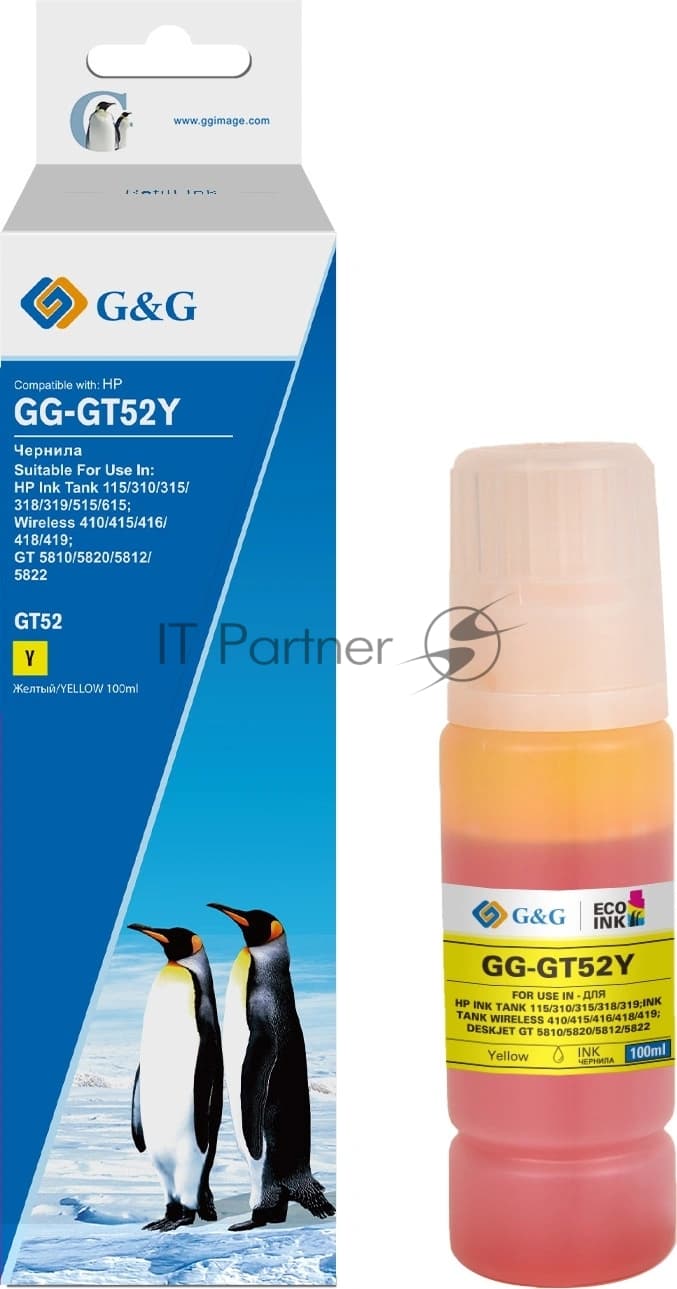 G&G GG-GT52Y Чернила желтые 100мл для HP Ink Tank 110/310/415/515