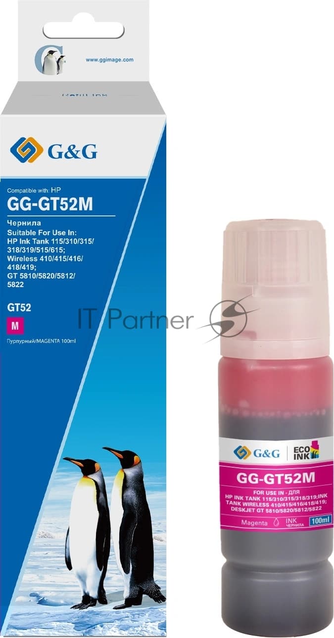 G&G GG-GT52M Чернила пурпурные 100мл для HP Ink Tank