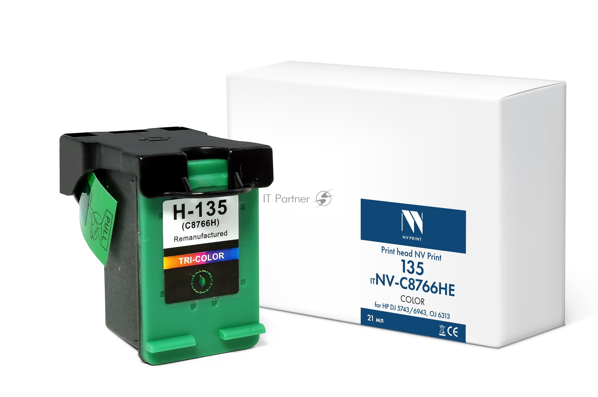 -/ Струйный картридж NVP 135 (NV-C8766HE) Color для HP DJ 5743/6943, OJ 6313 (21мл) совместимый
