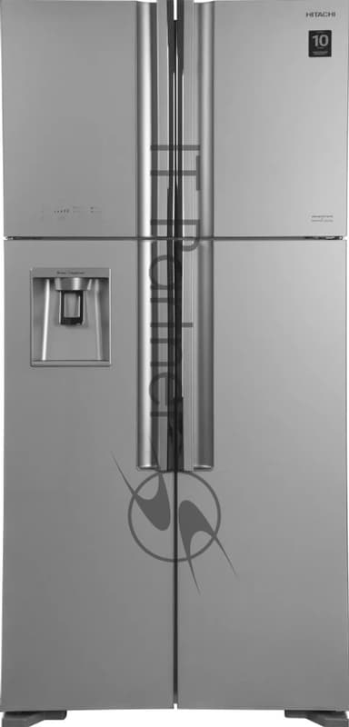 Холодильник Hitachi R-W660PUC7X GS серебристый стекло двухкамерный 396/144л морозилка сверху, No Frost, Side by Side