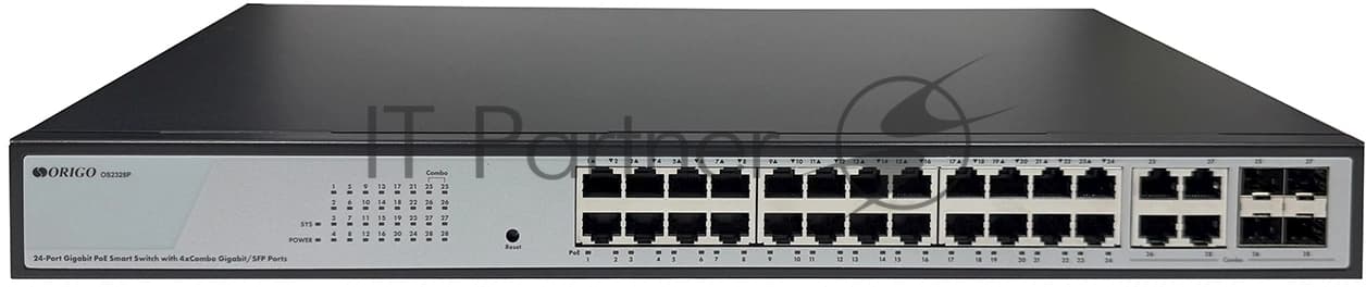 Коммутатор Origo OS2328P/360W OS2328P/360W/A1A (L2) 24x1 Гбит/с 4xКомбо(1000BASE-T/SFP) 24PoE 360W настраиваемый