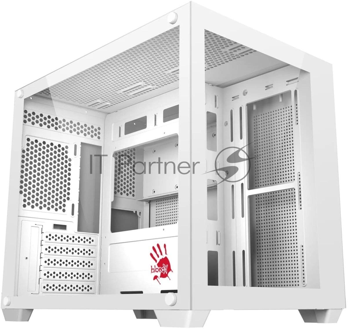 Компьютерный корпус Bloody BD-CC108 белый без БП mATX 9x120мм 2xUSB 3.0 audio bott PSU