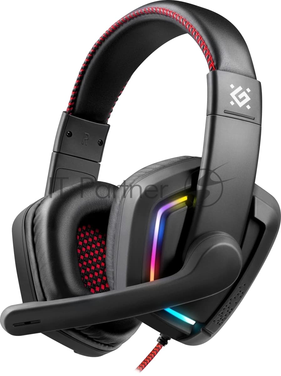 Defender Игровая гарнитура Quake LED черный, LED, провод 2 м.