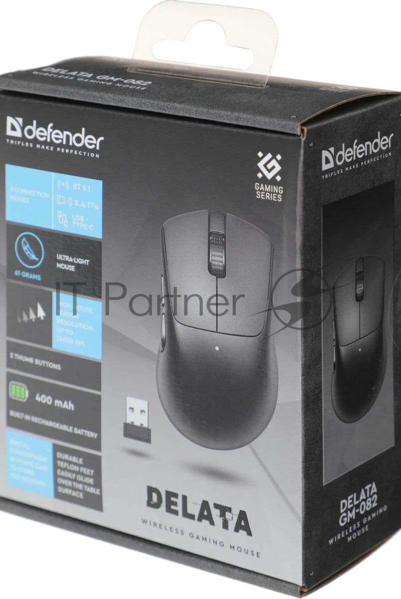 Defender Игровая мышь беспроводная Delata GM-082 черный,3в1,12000dpi,400мАч