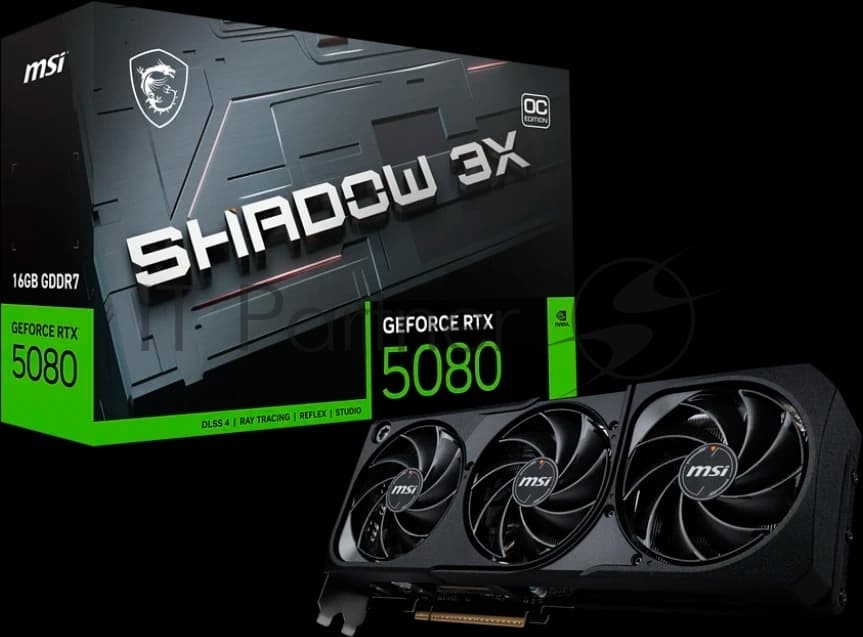 Видеокарта MSI RTX5080 SHADOW 3X 16GB GDDR7 256bit 3xDP HDMI 3FAN RTL