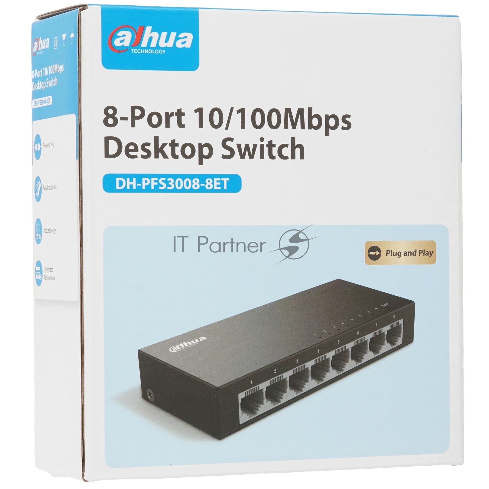 Коммутатор Dahua 8-port 10/100M RJ45 Non-PoE Switch, Metal case