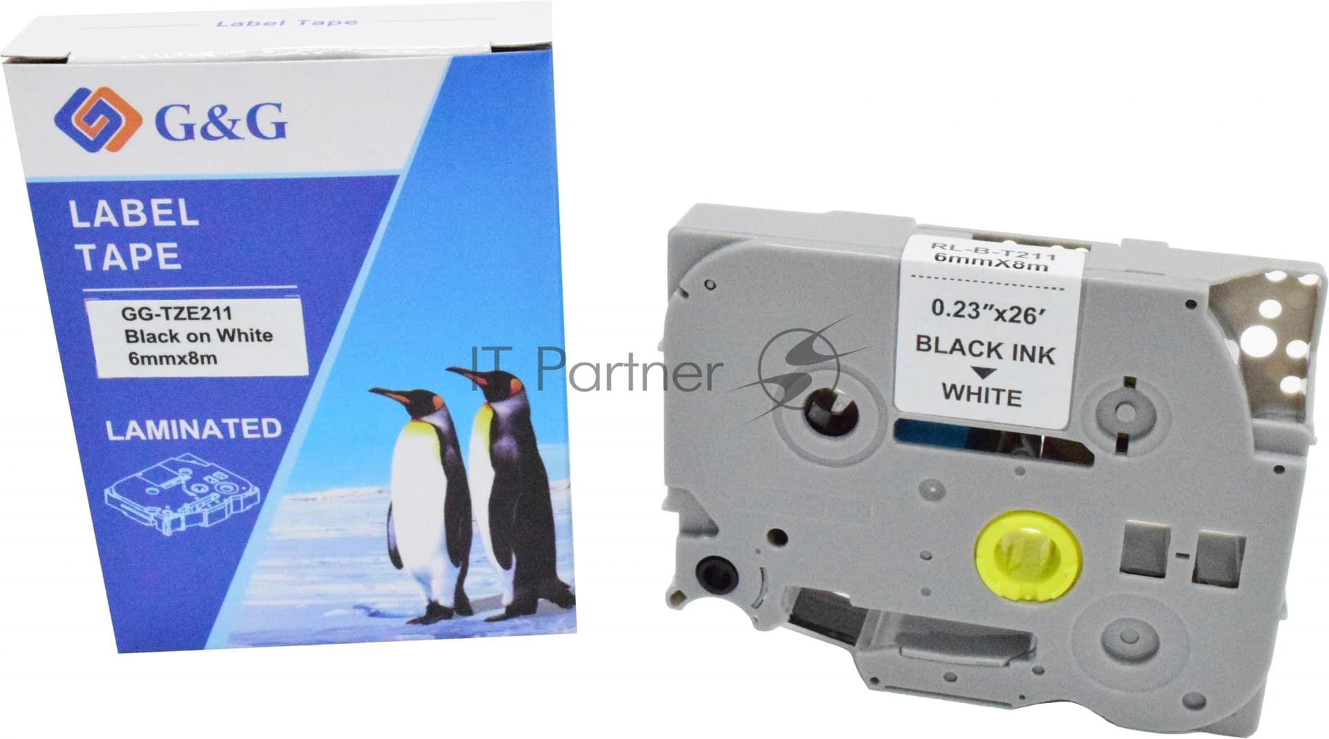 Картридж ленточный G&G GG-TZE211 черный на белом 6x8 для Brother 1010/1280/1280VP/2700VP